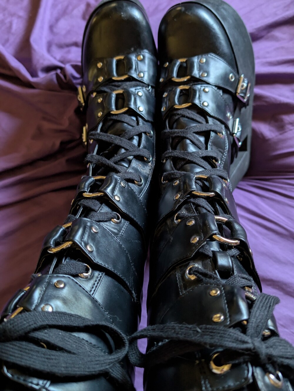 *DAMAGED, EASILY REPAIRABLE* KillStar Platform Knee-High O-ring Boots